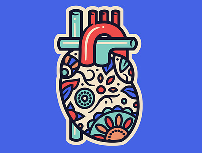 Corazón de los Muertos anatomy cartoon design dia de los muertos heart illustration pattern
