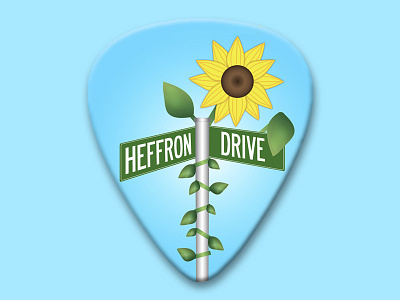 Heffron Drive guitar pick band guitar pick heffron drive illustration indie music sunflower vector