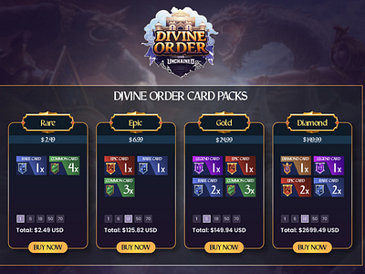 UI Design for DIVINE ORDER card packs