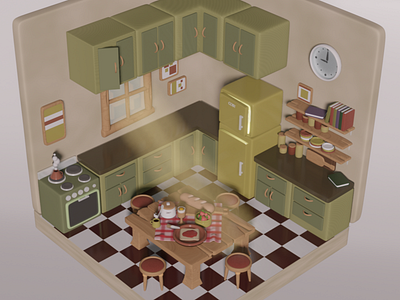 Lil kitchen 3d blender design kitchen