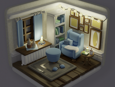 Lil study room 3d blender design livingroom studyroom