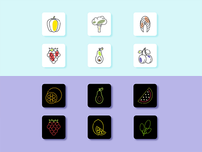 Food line icons. adobe illustrator app design food food icons fruits graphic design icons illustration vector vegetables