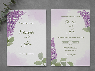 Wedding invitation design in watercolor style.