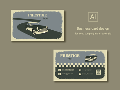 Business card for a cab company in the retro style. adobe illustrator branding buick century business card cab car design graphic design illustration logo retro retro car retro style taxi vector
