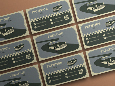 Business card for a cab company in the retro style.