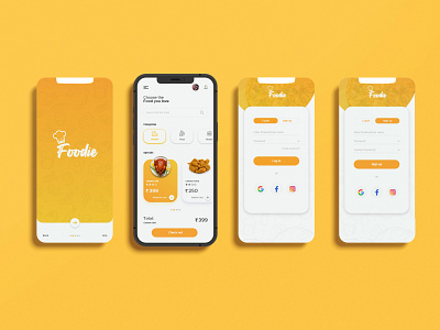 Foodie App UI branding design figma home illustration login page sign up splash screen ui ux vector