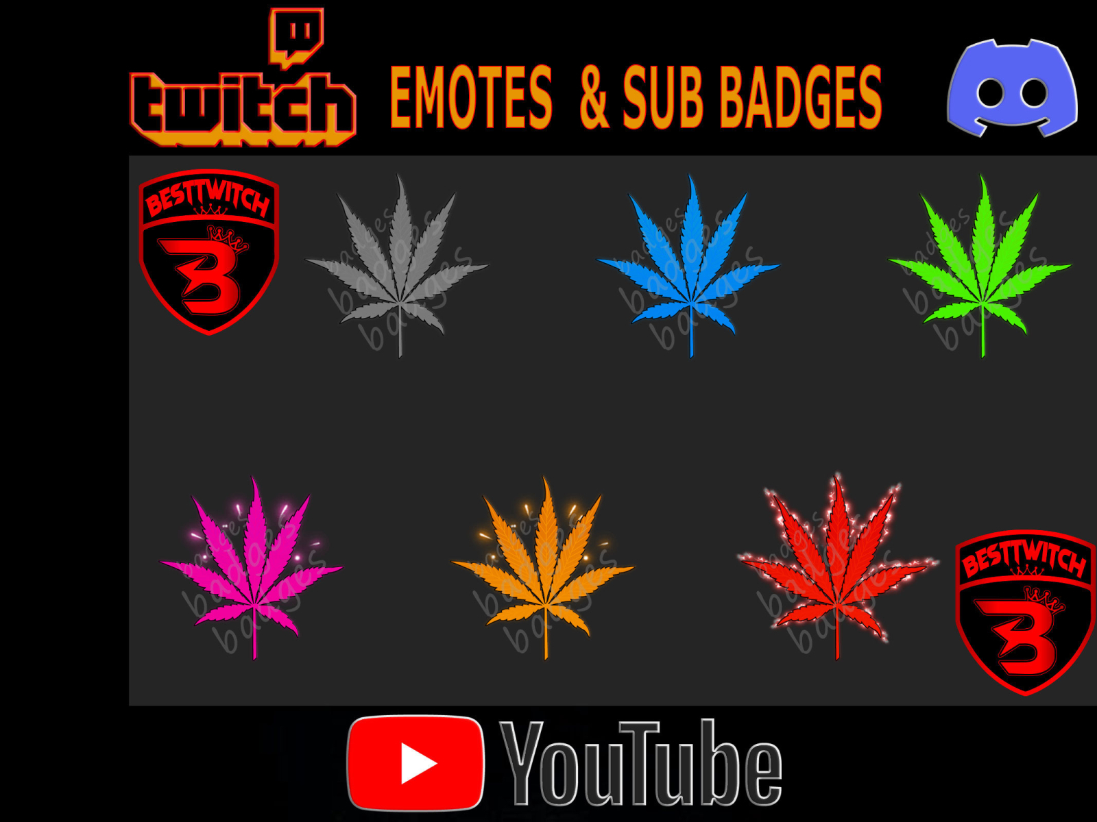 Cannabis leaf Twitch sub badges instant download digital file by best ...