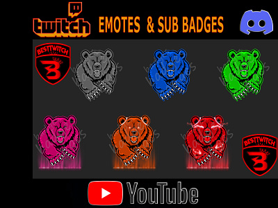 Bear Twitch Sub Badges instant download digital file