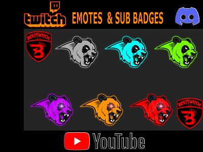 Angry bear Twitch sub badges instant download digital file 3d angry panda animation best best twitch badges branding cute panada free badges graphic design logo motion graphics new badges panada panda twitch badges twitch panada ui