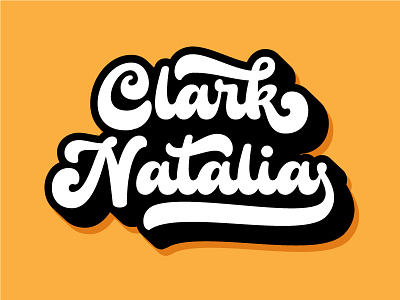 Clark Natalia Logo 70s 80s badge bold script branding design font font design graphic design logo logotype retro retro vibe script script font