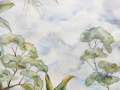 Tree bulut doğa drawing manzara painting suluboya torpikal tree