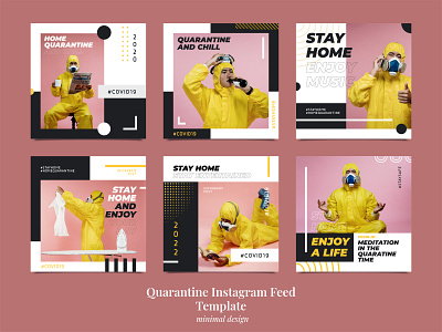 Quarantine Instagram Feed - Stay at Home coronavirus covid19 design illustration instagram feed minimalist music quarantine stay at home stories