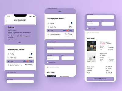 Credit card check out for a hypothetical scented candles company adobe xd aesthetic ui check out page clean ui credit card check out dailyuichallenge design concept figma open to work scented candles ui ux design