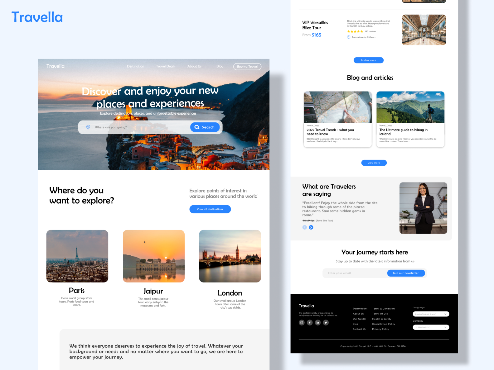 Travella - landing page by Yash panwar on Dribbble