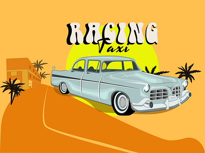 Car taxi 3d branding building graphic design logo motion graphics palm retro retro car road taxi tress vector