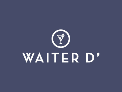 Waiter D' branding identity logo martini olive service waiter