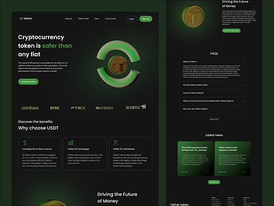 Web Design Tether 3d binance bitcoin blockchain crypto crypto currency ethereum finance logo nft tether trading ui wallet