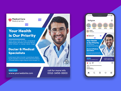 YOUR HEALTH IS OUR PRIORITY POST DESIGN health hospital medical social media post design