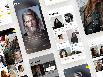 Photo Community album app card clean community design flat follow photograph report ui ux