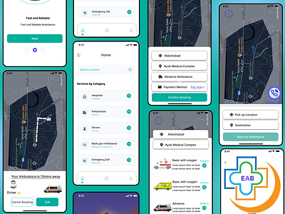 Emergency Ambulance Bookong App UI