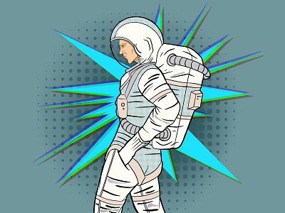 cool astronaut pop art retro style