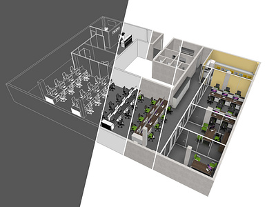3D isometric floor plan / space planning