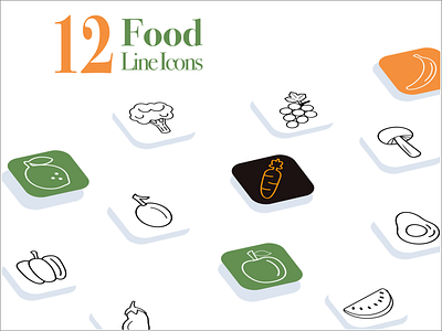 12 Food Line Icons