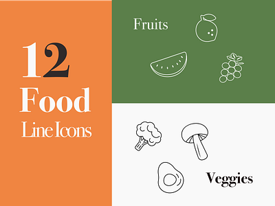 12 Food Line Icons