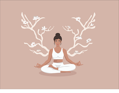 Yoga Girl vector Illustration app design flyer graphic design health illustration poster soul vector yoga yoga center design yogamaster вектор иллюстрация йога