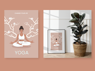 Yoga.Girl. app creative design flowers girl graphic design health healthy illustration poster vector wellnesscenter wings yoga