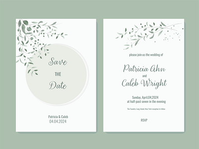 Wedding Invitation in rustic style with watercolor effect