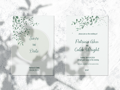 Wedding invitation in rustic style with watercolor effect branding design event floral graphic design green illustration leaf rustic rustic style vector watercolor effect wedding wedding card wedding invitation