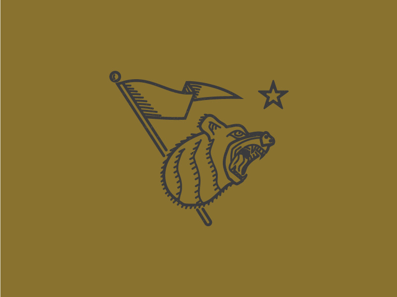 Bear Flag line art illustration flag star grizzly california bear