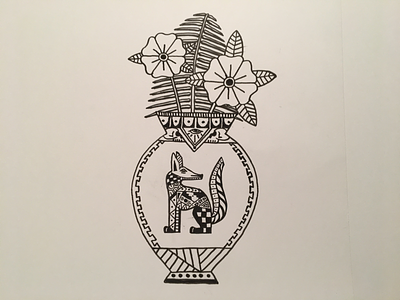 Tattoo flash inspired dog vase dog eye fern flash flower geometry oaxacan pattern skull tattoo vase wood carving