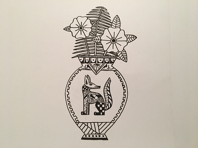 Tattoo flash inspired dog vase