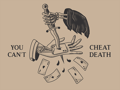 You Can’t Cheat Death cards dagger death flash illustration knife poker skull tattoo