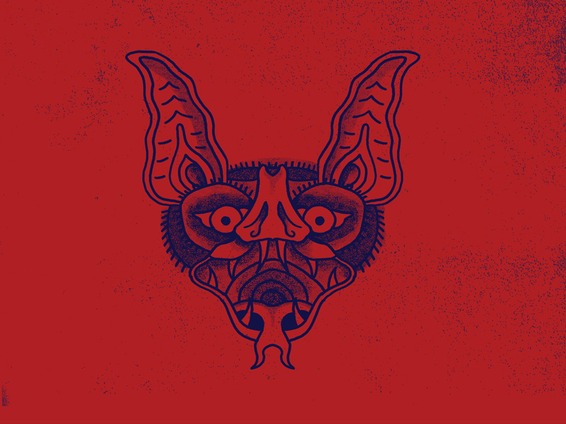 BAT HEAD dracula animal creepy halloween traditional tattoo tattoo flash tattoo bat