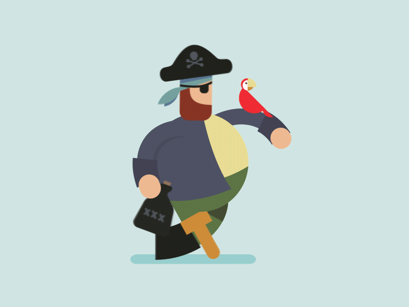 Pirate Walk Cycle after effects gif illustration pirate
