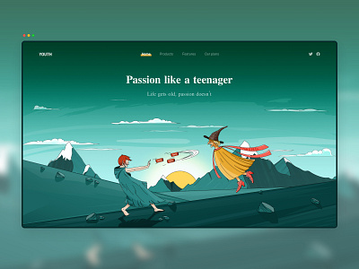 Passion like a teenager cloud girl green illustration mountain sky web witch