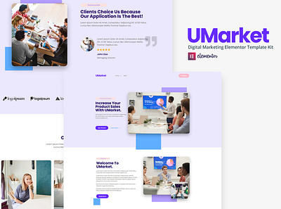UMarket - Digital Marketing Elementor Template Kit agency business clean corporate creative design elementor gallery marketing modern portfolio professional responsive template kit