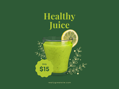 Forest Green Healthy Juice Instagram Post design illustration instagram juice modern