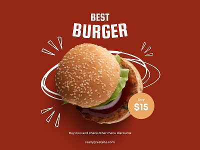 Maroon Burger Instagram Post balikucreative branding burger design elegant fast food graphic design illustration modern motion graphics red
