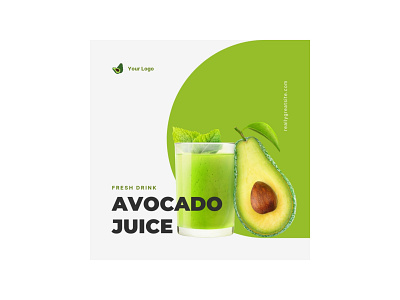 Fresh Drink Avocado Juice Instagram Post design illustration modern