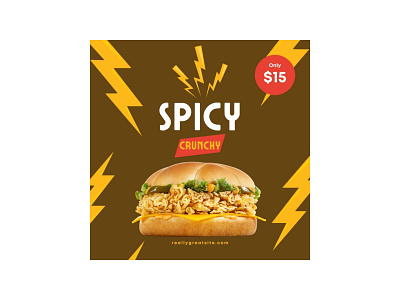 Thunder Spicy Crunchy Burger Instagram Post branding design graphic design illustration modern