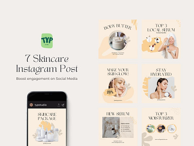 07 Skincare Instagram Post aesthetic canva design instagram skincare social media template