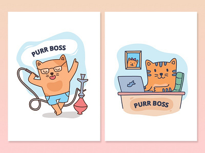 Purr Web HB boss cat illustration kitty print workflow