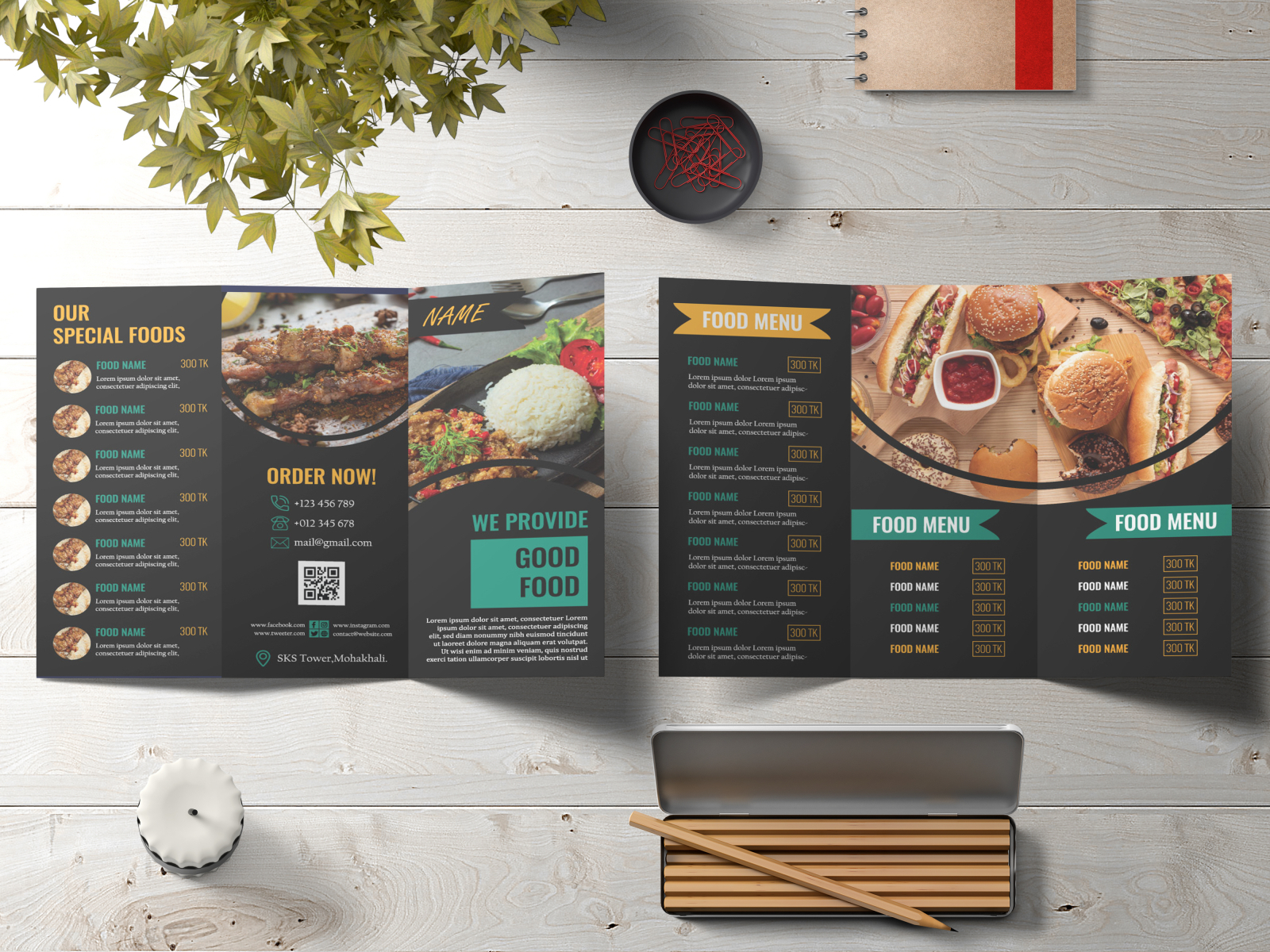 Restaurant Menu Tri-Fold Brochure by Shohani Sahren on Dribbble