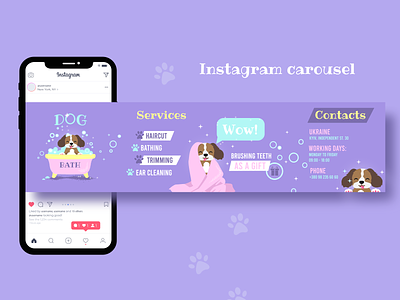 Instagram carousel for grooming salon adobeiiustrator animals branding design dogs graphic design grooming dog grooming salon illustration instagram instagram carousel pet salon post vector