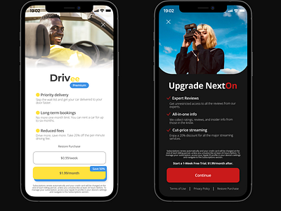 UI Challenge: Paywall Screens app branding car rental challenge concept daily ui design figma graphic design mobile mobile design movie movie box paywall ui ux