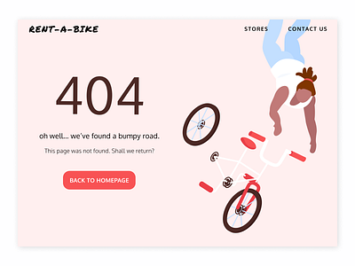 DailyUI #008 - 404 page 404 bike black brazil dailyui design figma rent ui website woman